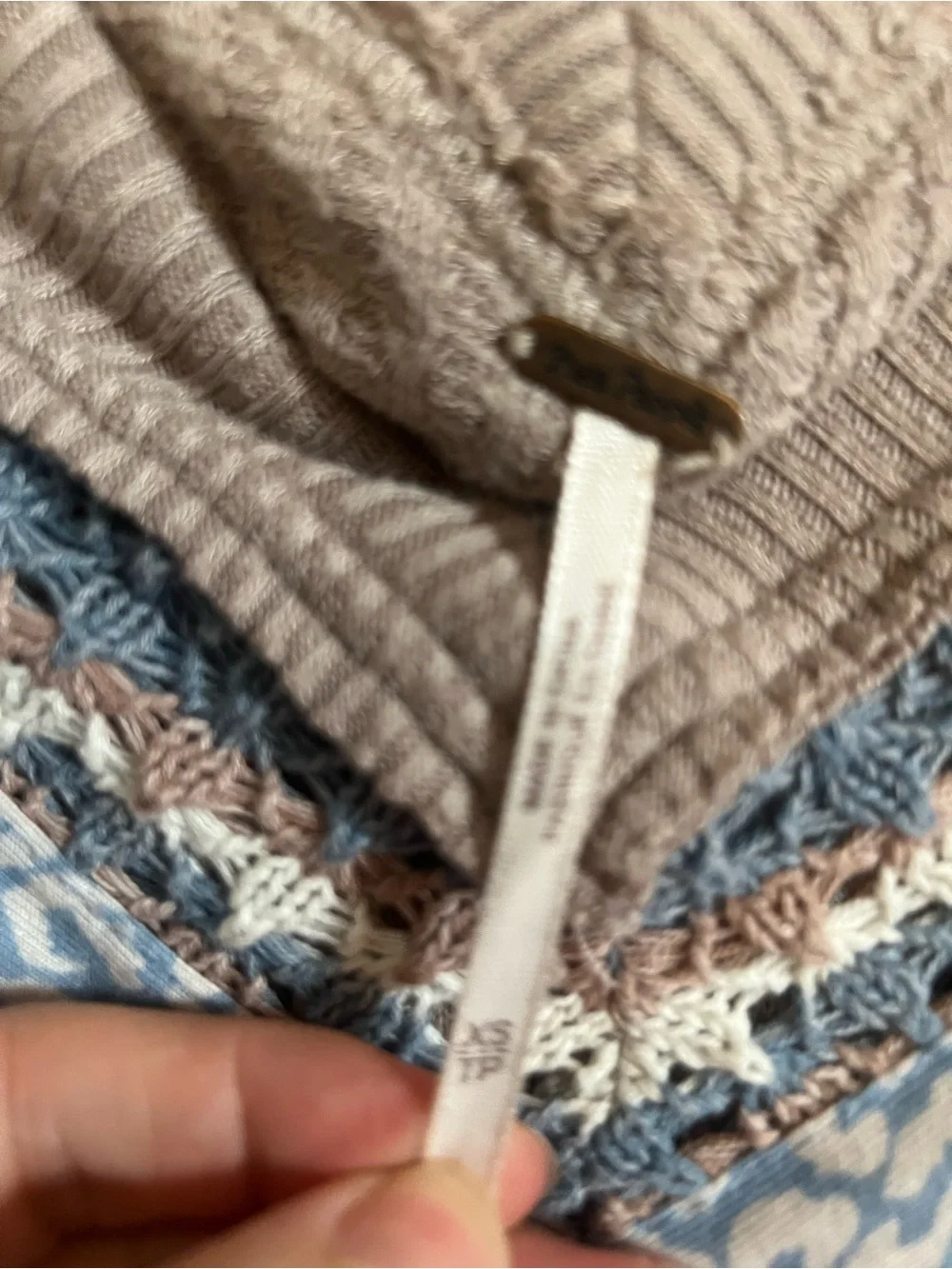 Free People Copenhagen Thermal long sleeve top in a soft beige (XS)